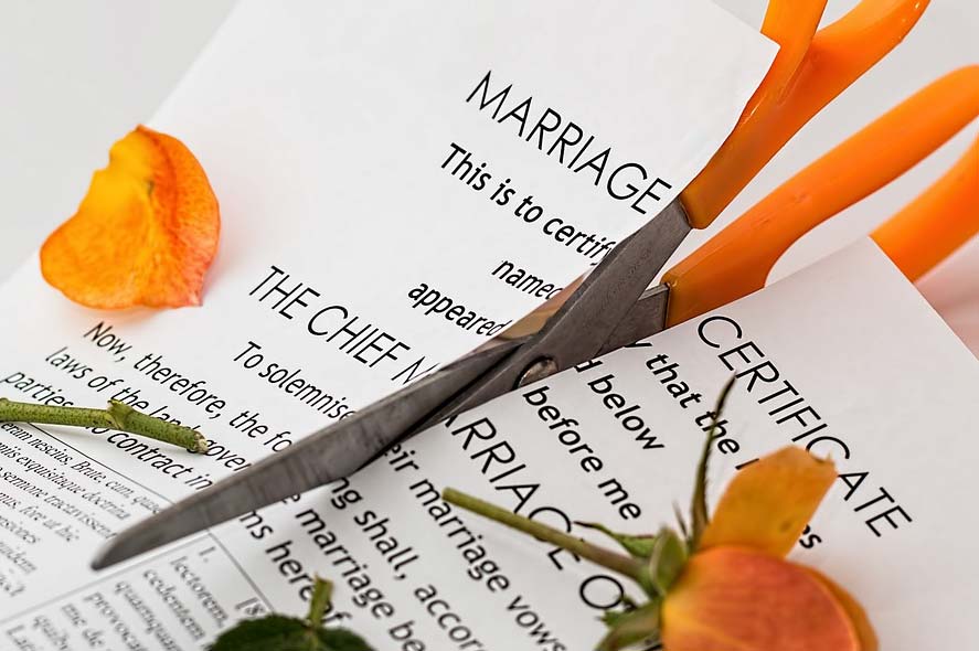 Divorce concept - cut up marriage certificate as in Merritt v Merritt