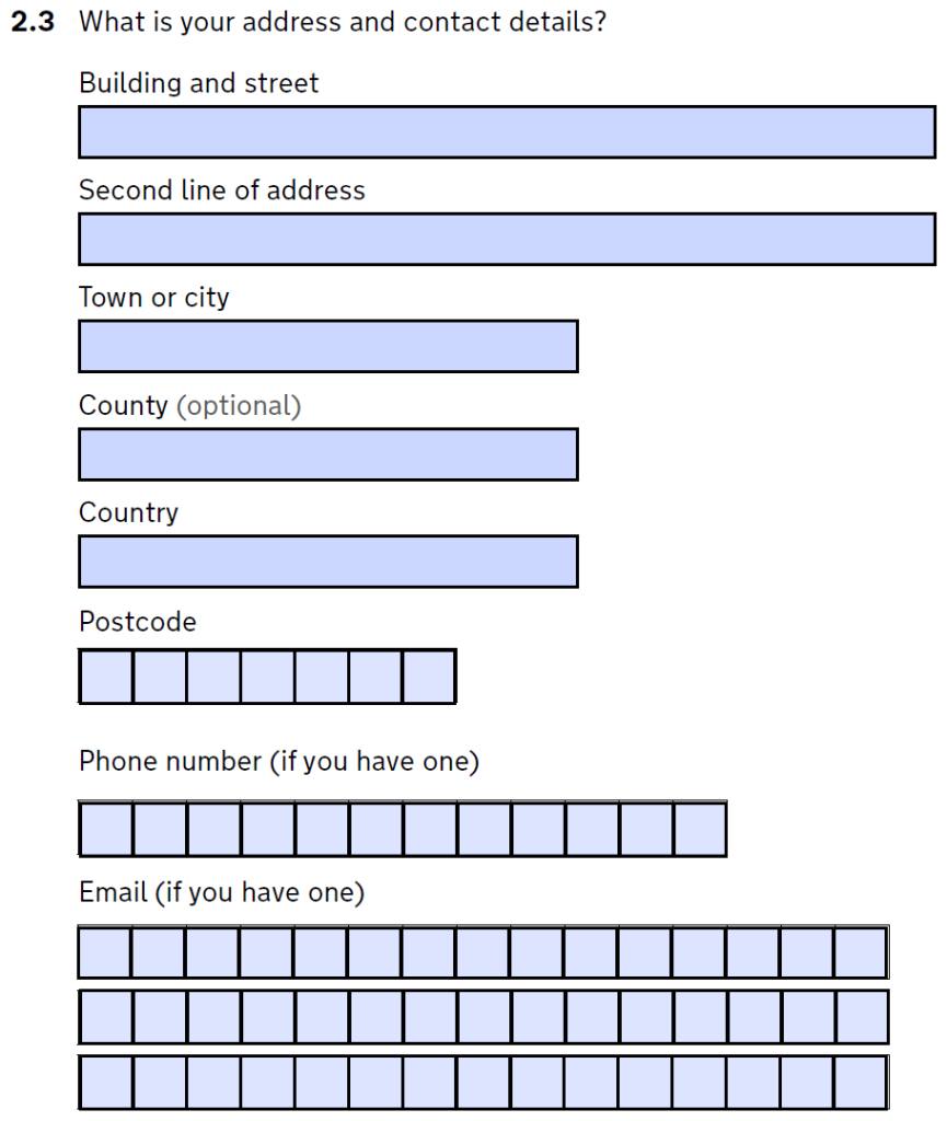 Form d8 for divorce - your address details