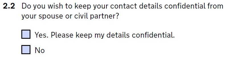 Section 2.2 on form d8 for a divorce