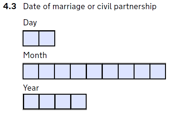 Form d8 question 4.3 date of marriage