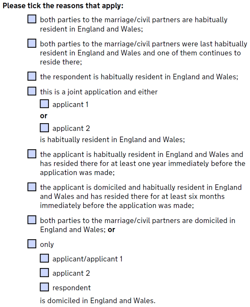Section 5.1 jurisdiction on form d8