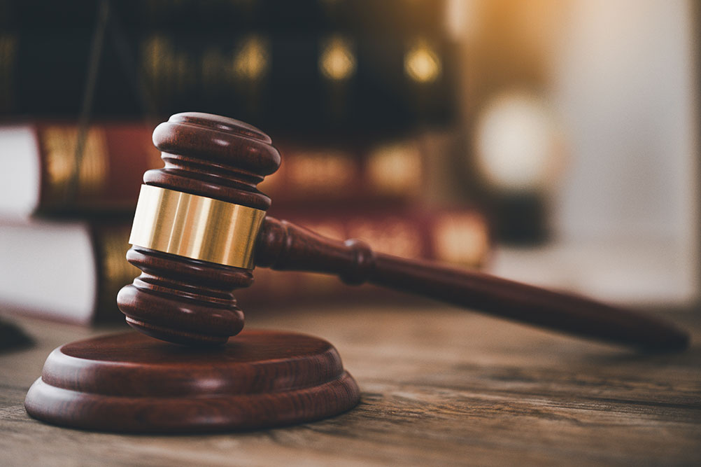 Judge's gavel on desk
